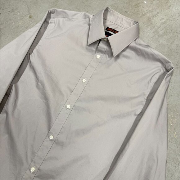 Egara Dress Shirt Skinny Fit Stretch Long Sleeve Cotton Grey 15 1/2 Medium - Picture 2 of 6